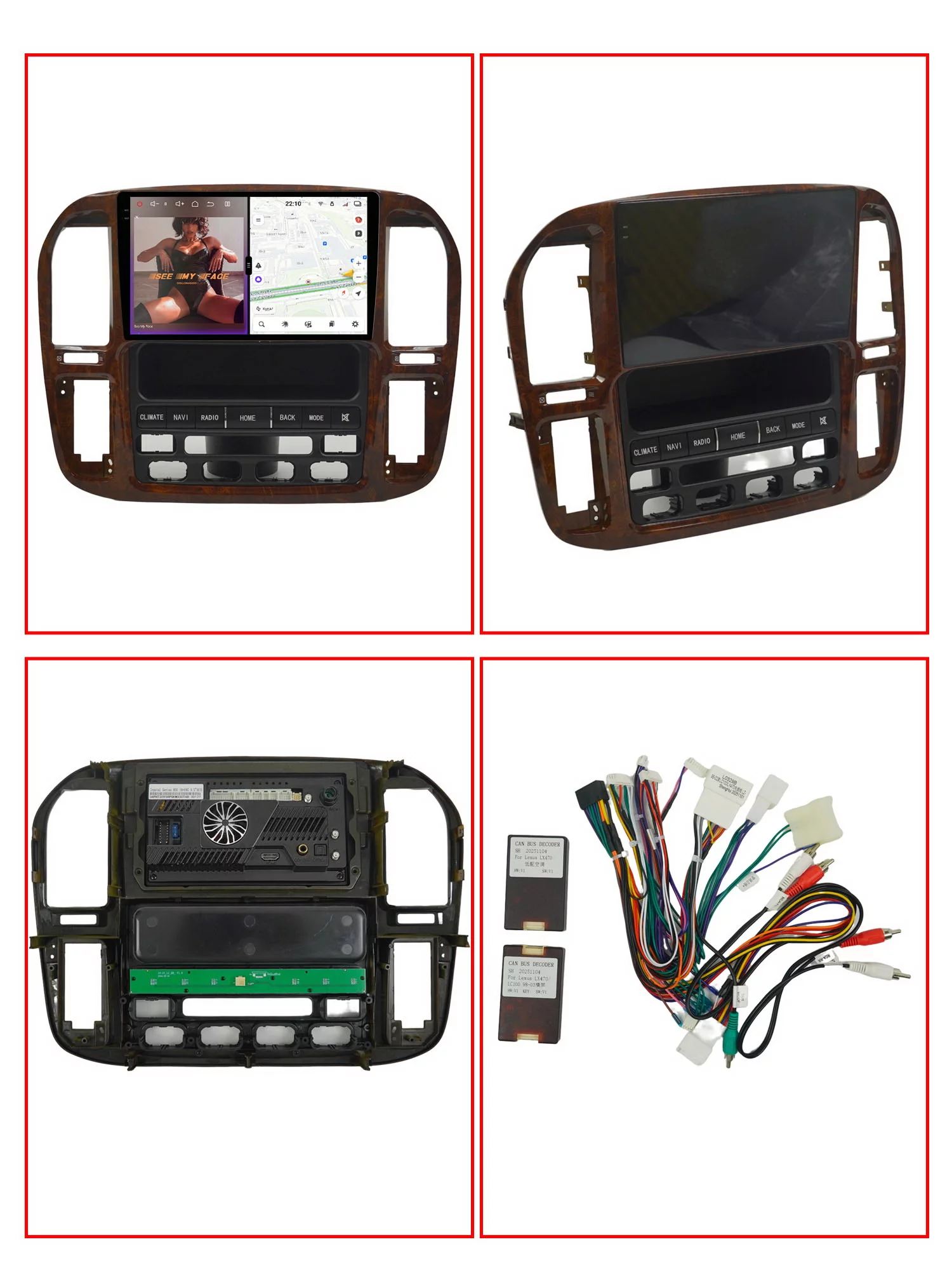Автомагнитола RedPower 85683TOP для Toyota Land Cruiser 100 и Lexus LX470 (1998-2002) для авто с цветным экраном Автомагнитола RedPower 85683TOP для Toyota Land Cruiser 100 и Lexus LX470 (1998-2002) для авто с цветным экраном
