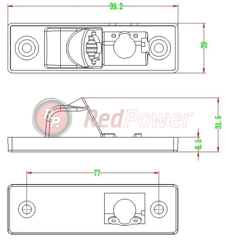 Размеры камеры заднего хода RedPower CHV063 Premium