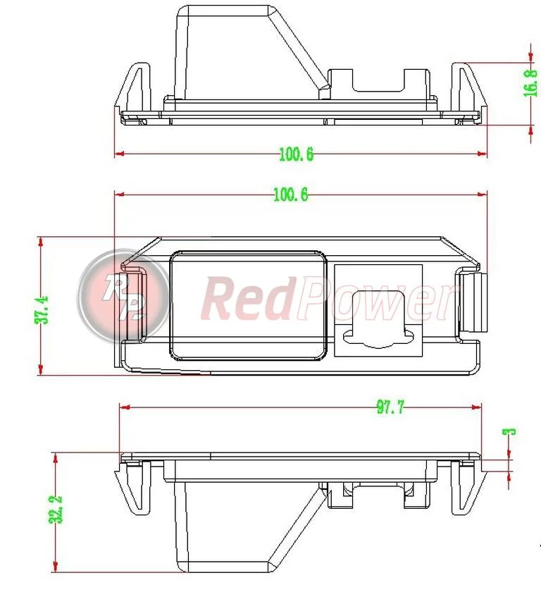 Размеры камеры заднего хода RedPower HYU119P Premium