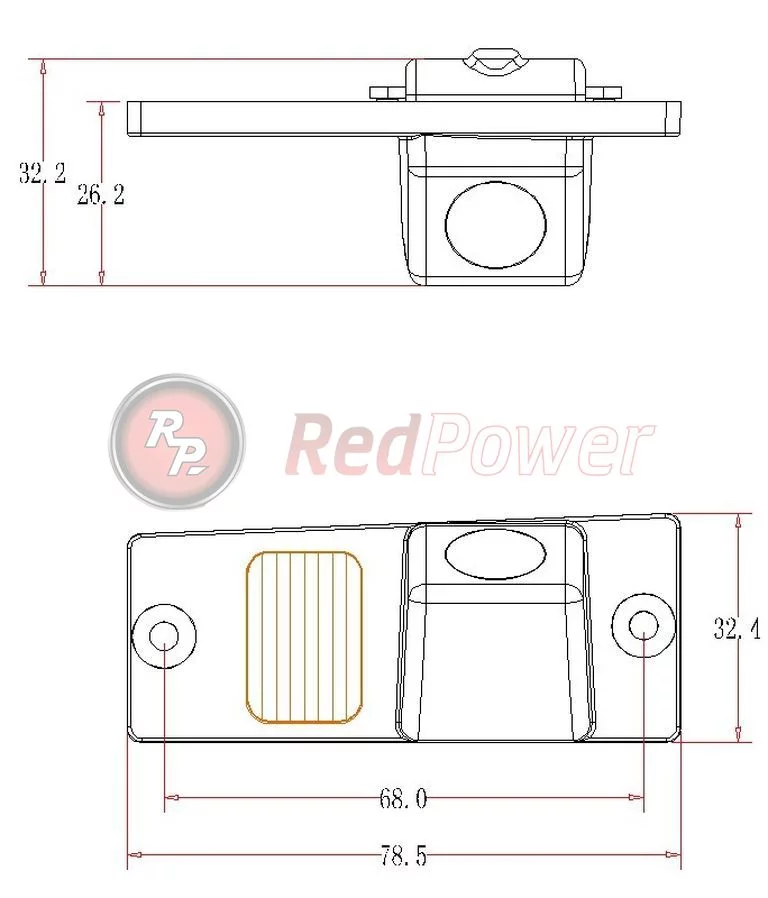 Размеры камеры заднего хода RedPower KIA141P Premium