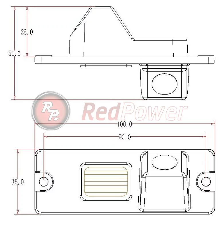 Размеры камеры парковки MIT104P на Mitsubishi Pajero 4 штатная парковки вида