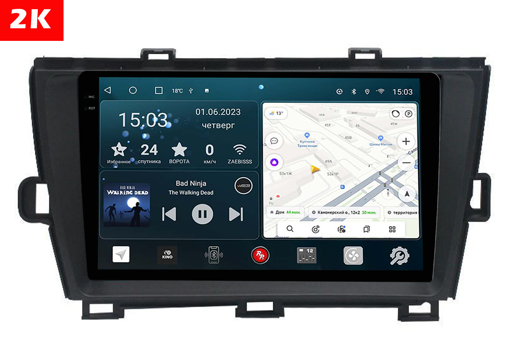 Автомагнитола c 2K экраном RedPower 71189 Slim для Toyota Prius 3-поколение XW30 (01.2009-04.2016)