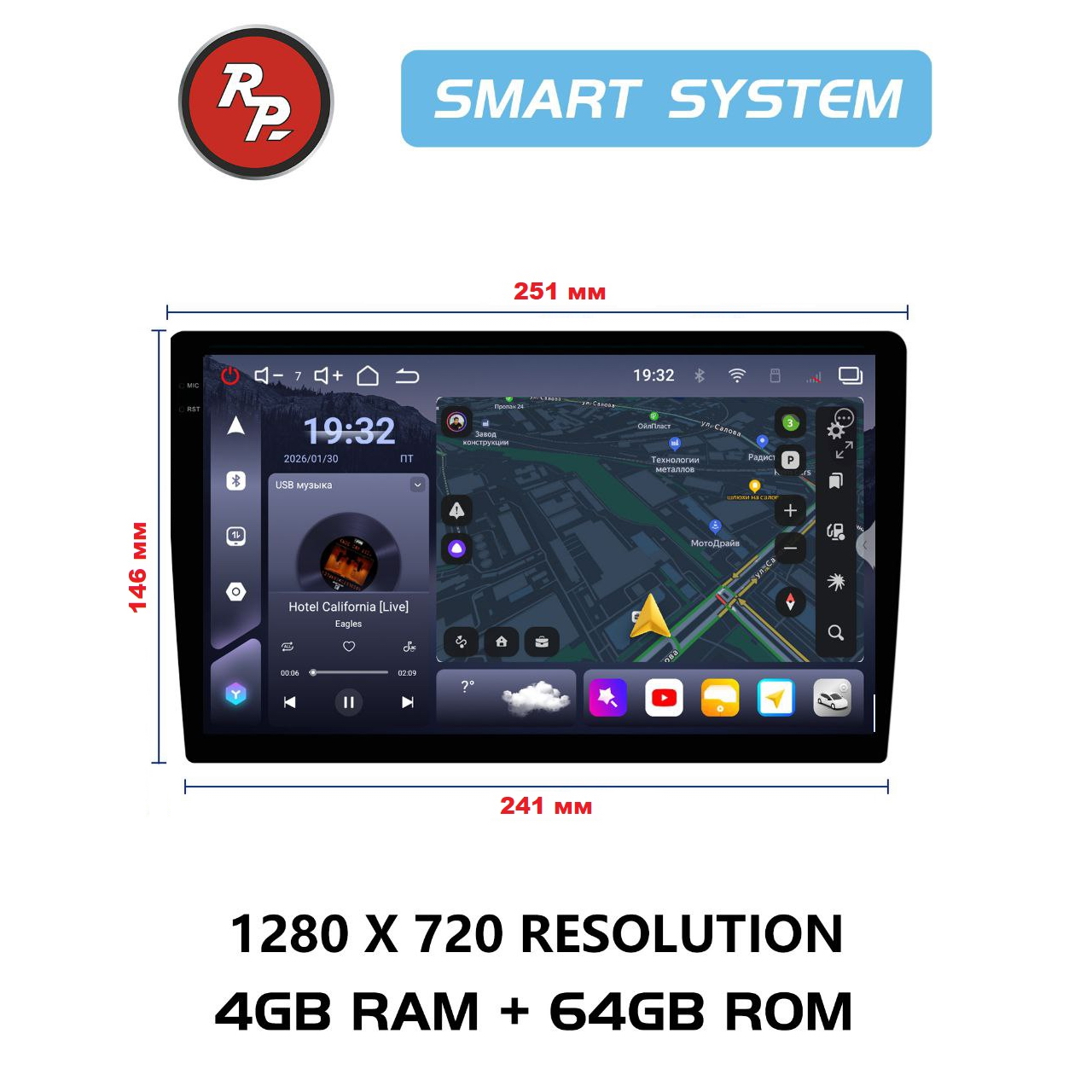 Автомагнитола RedPower 80XXX SMART 4/64 Гб 10 дюймов (без рамки и проводки) Автомагнитола RedPower 80XXX SMART 4/64 Гб 10 дюймов (без рамки и проводки)