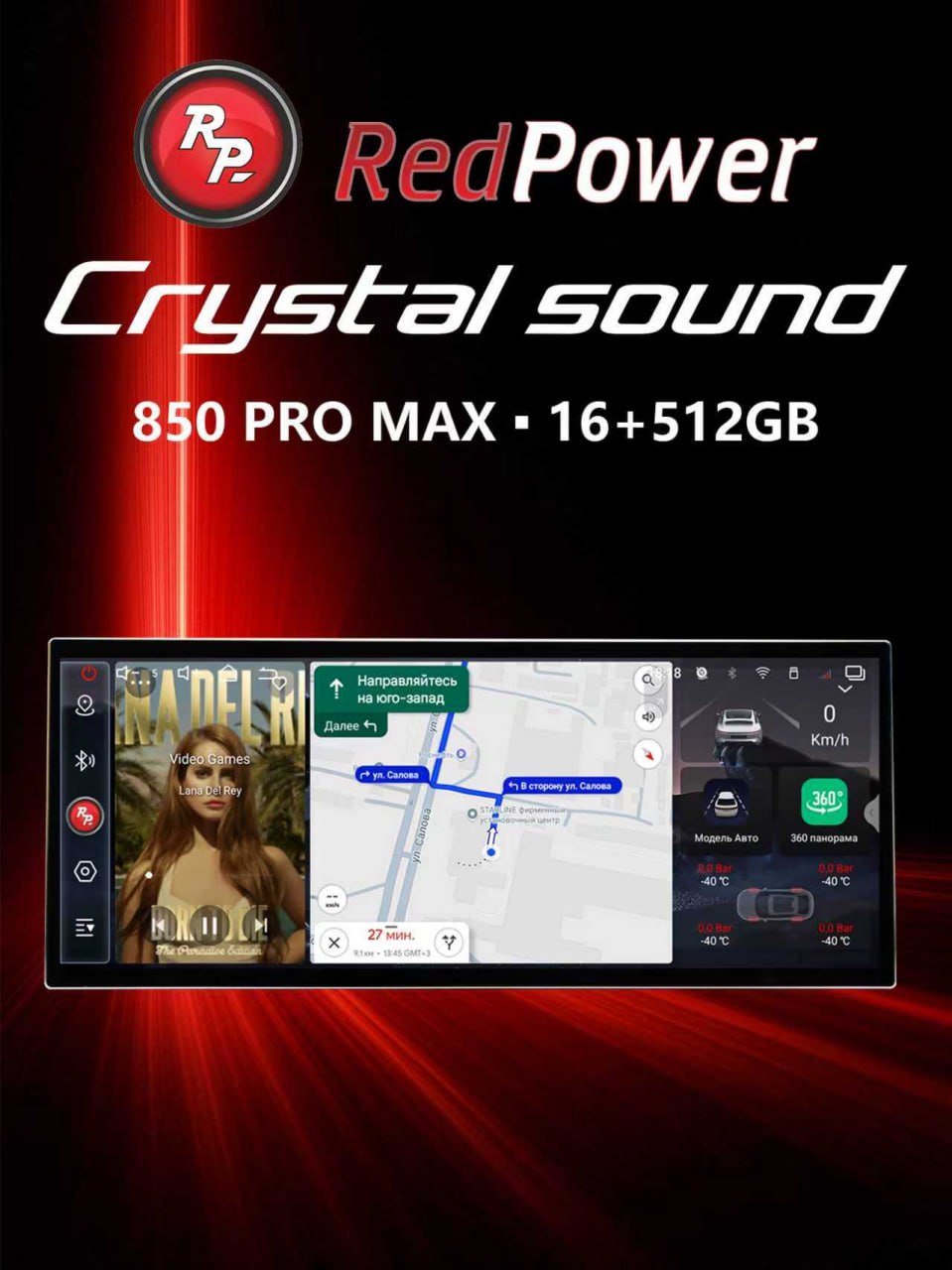 Автомагнитола RedPower 850PROmax - 16/512 Гб 12,3' XLA SPLIT (Audi Style) без рамки и проводки