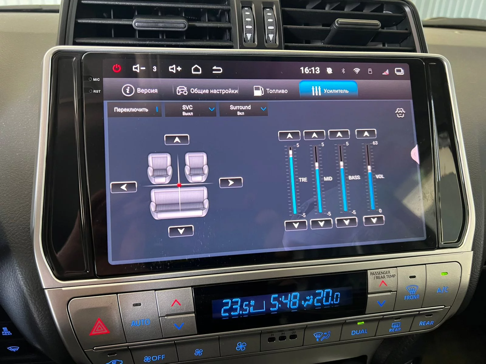 Установленная автомагнитола RedPower 85365PROmax для Toyota Land Cruiser Prado 150 (09.2017-н.в.) Установленная автомагнитола RedPower 85365PROmax для Toyota Land Cruiser Prado 150 (09.2017-н.в.)