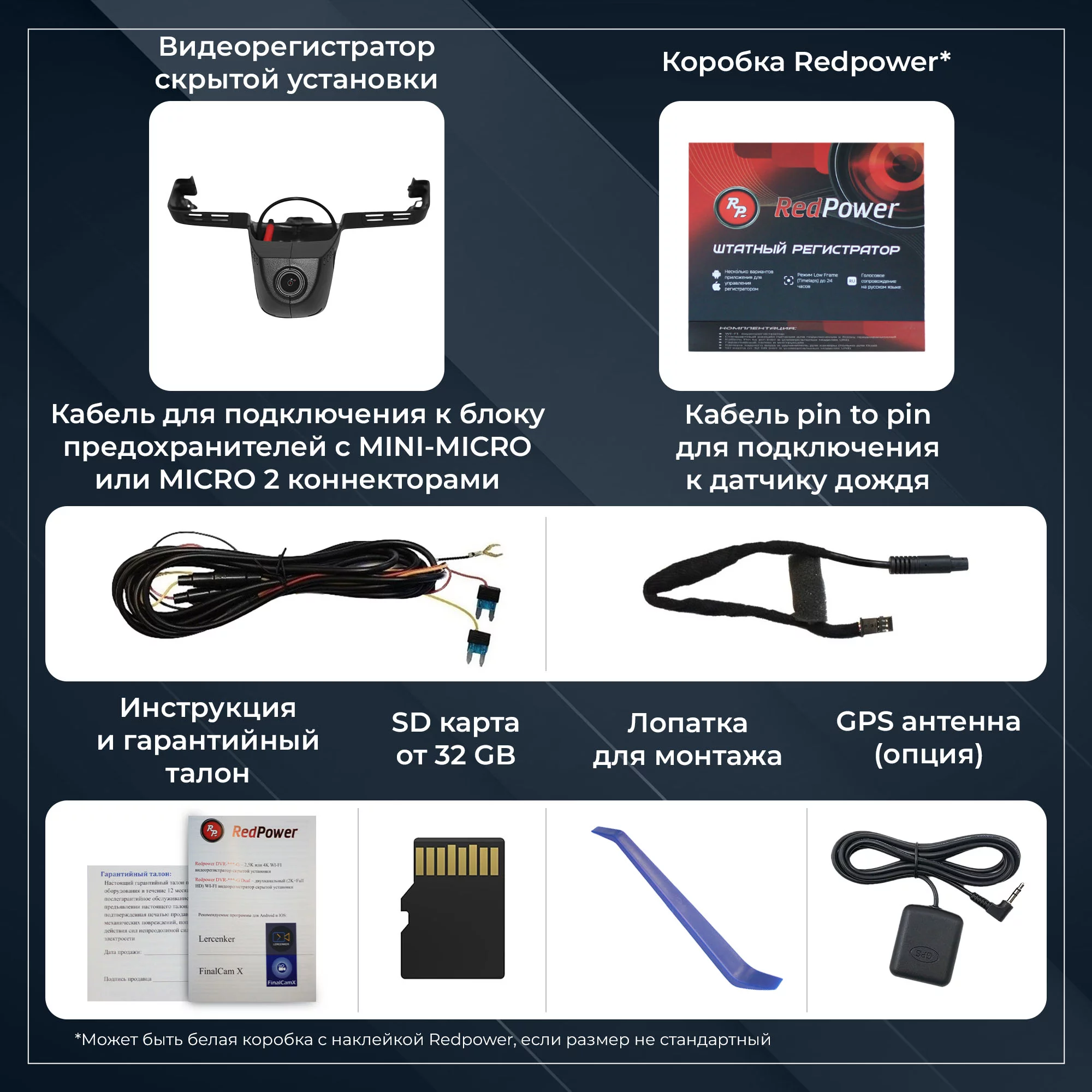 Штатный регистратор Redpower DVR-BMW14-G для BMW X5 и X7 с разъемами