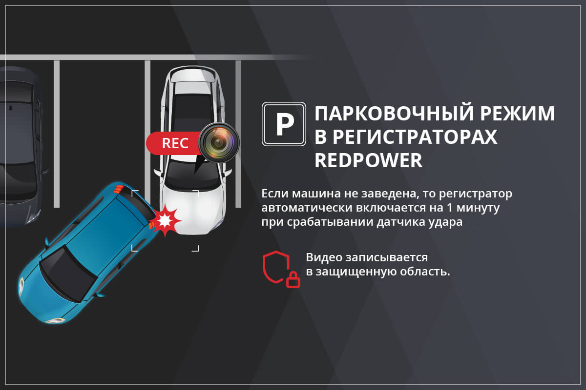 Режим парковки у регистратора RedPower DVR-BMW-G DUAL