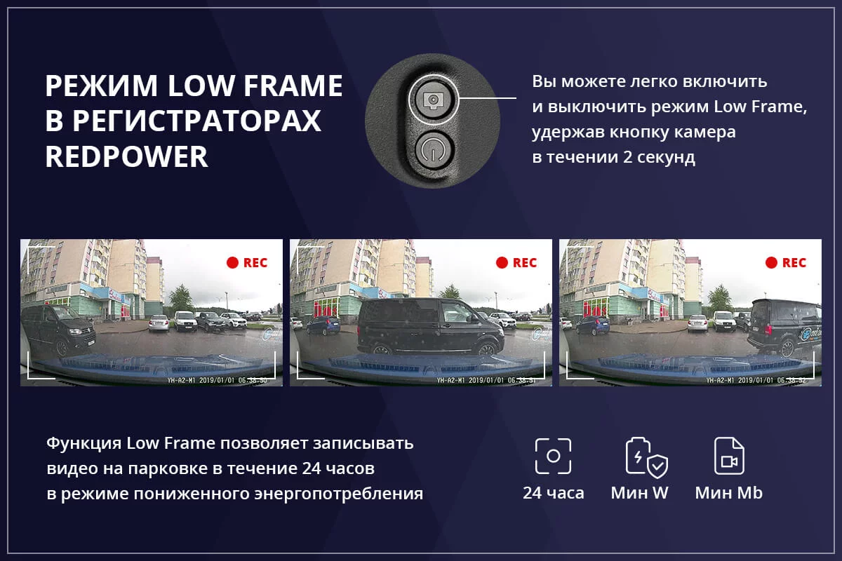 Режим записи LowFrame в видеорегистраторе RedPower DVR-VOL6-G DUAL Режим записи LowFrame в видеорегистраторе RedPower DVR-VOL6-G DUAL