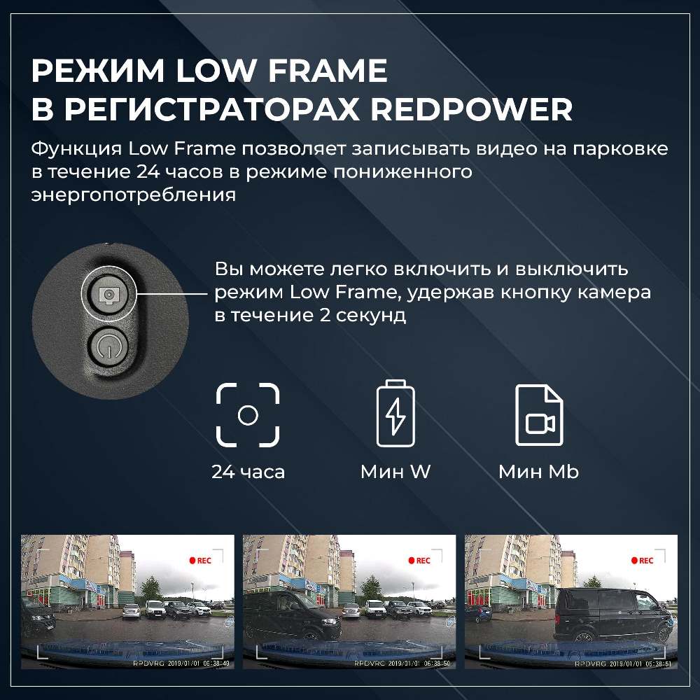 Режим записи LowFrame в видеорегистраторе RedPower DVR-TOY3-G
